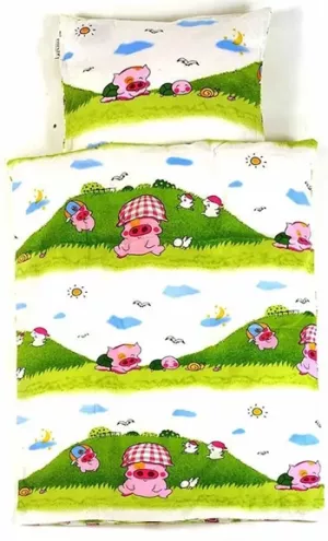 1: Junior sengetøj 100x140 cm - Lille pink gris - 100% bomuld - Essenza junior sengesæt